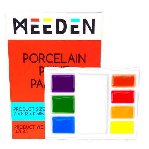 MEEDEN 8-Well Ceramic Artist Paint Palette, Porcelain Paint Palette Tray, Watercolor Mixing Palette, Porcelain Mixing Tray for Watercolor, Gouache, Acrylic Painting, 7”x 5.2”x 0.6”