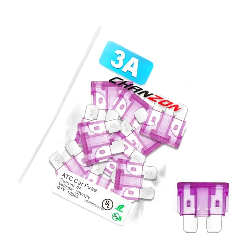 Chanzon UL Listed 3A Standard Blade Fuse ATC/ATO/APR 3 Amp 32V 10Pcs Auto Fuses Fast Blow for Automotive Car RV Truck SUV