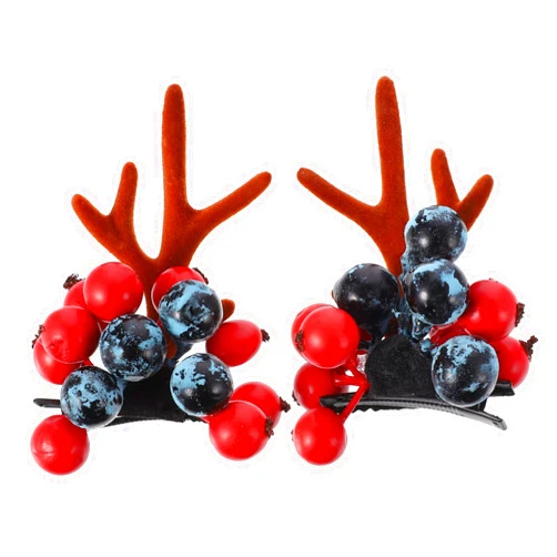 VINTORKY 1 Pair Xmas Party Supplies Cloth Alloy Christmas Hair Side Clip Dress Up Hair Side Clip Foam Red Beary Hairpin