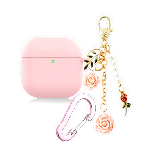 YQGFashbf Case for Airpods 4 case Case with Cute Keychain, Silicone Shockproof Protective Cover Compatible with Airpods 4th Generation case Charging Headphone Case Cover for Women Girl (Pink)