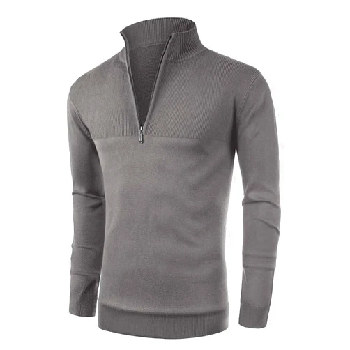 NITAGUT Mens Slim Fit Zip Up Mock Neck Polo Sweater Casual Long Sleeve Sweater and Pullover Sweaters with Ribbing Edge