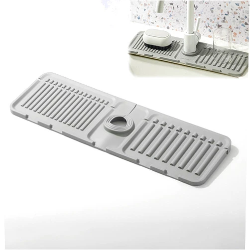 Hysenm Faucet Mat for Kitchen Sink, Food Grade Silicone Faucet Handle Drip Catcher Tray Mat Kitchen Sink Splash Guard Splash Proof Mat, Kitchen Sink Splash Guard for Kitchen Bathroom Sink Area
