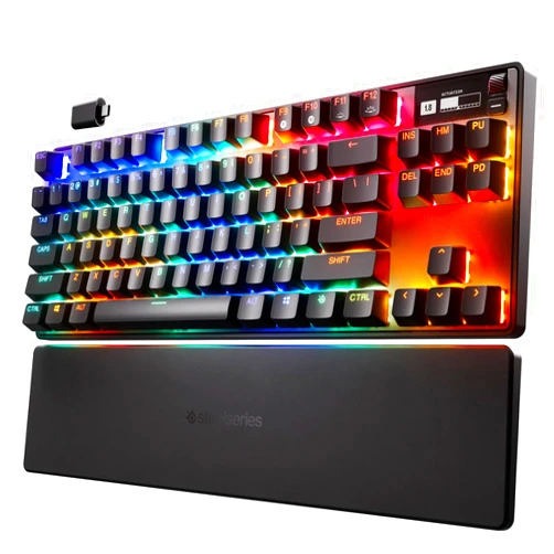 SteelSeries Apex Pro TKL Wireless HyperMagnetic Gaming Keyboard — Esports Tenkeyless — OLED Screen — Adjustable Actuation — PBT Keycaps — Bluetooth — 2.4GHz — USB-C