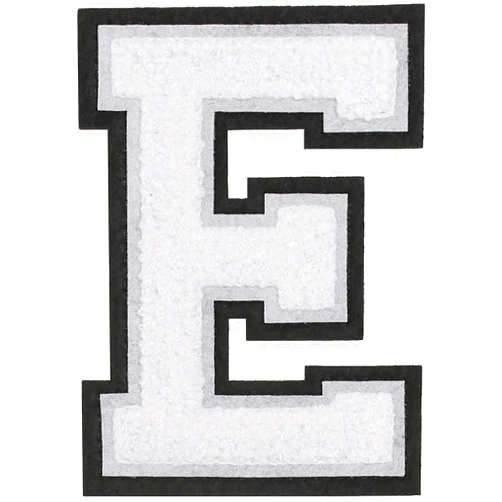 GUYI GYGYL 3PCS Chenille Varsity Letters Patch, Iron on Large Size Letter Patches for Team Costume Decoration, Height 4-1/2In, Black Edge Letter E
