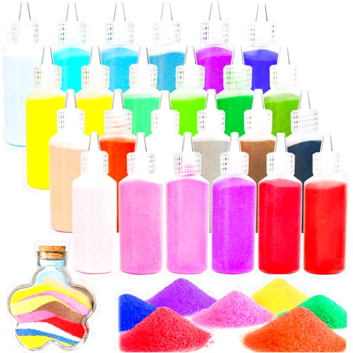 Panxxsen 24PCS Colored Art Sand Kit, 1.25oz Bottles DIY Craft Set for Adults, Scenic Terrarium Sand for Art Projects, Home Décor, Wedding Decorations, and Relaxing Creative Activities