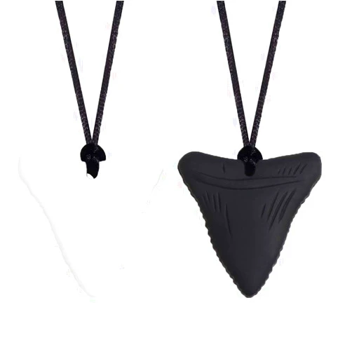 Asfroy 2 PCS Sensory Chew Necklaces - Chew Necklaces for Sensory Kids, Shark Tooth Necklace, Baby Teething Child Chewing Autism Adult, YQZIYOU