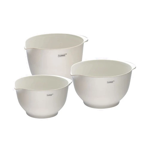 HusMait Durable Nesting Melamine Plastic Mixing Bowls - Dishwasher Safe Kitchen Bowls for Cooking, Mixing or Baking Bread, Eggs, Food, or Cookies - Great for Snacks or Kitchen Prep - 3 PC