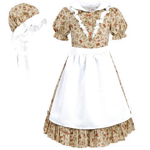 LSYYSKB Girls Pioneer Dress, Colonial Prairie Dresses, Girls Pioneer Colonial Dress Prairie Costumes
