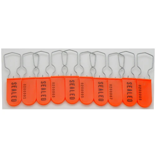 RDMC Plastic Padlock Security Seal with Large Shackle Metal Wire (Orange, 10 Pack)