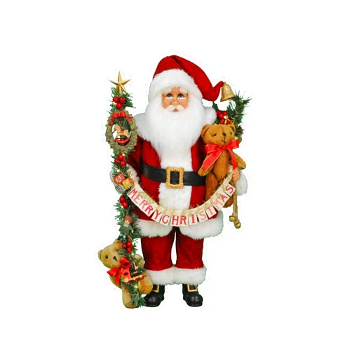 Karen Didion Originals Lighted Musical Christmas Santa Figurine, 20 Inches
