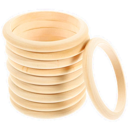 EXCEART 10pcs Wooden Bracelets & Lockets - Handmade DIY Crafts with Natural Wood Rings