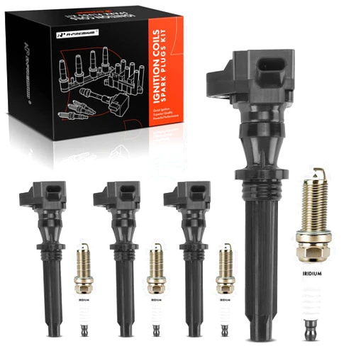 A-Premium Set of 4 Ignition Coil Pack and Iridium Spark Plugs Compatible with Land Rover Range Rover Evoque 2018-2020, Range Rover Velar, Range Rover Sport, Discovery Sport, 2.0L