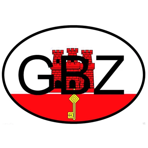 BIKERSTUFFUS GBZ Gibraltar Country Code Oval with Flag Sticker Bumper Sticker Laptop Sticker Toolbox Sticker Helmet Sticker
