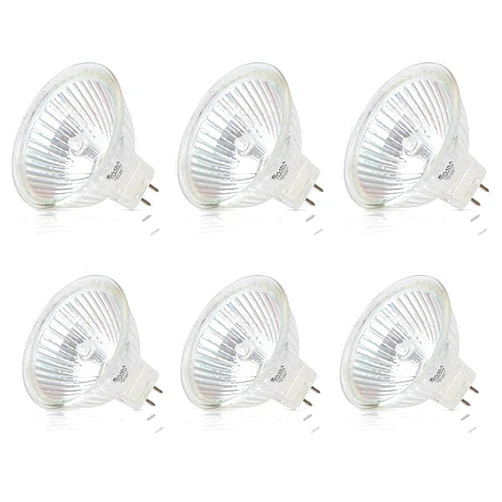 Simba Lighting Halogen MR16 20W 12V Light Bulbs (6 Pack) for Landscape, Track Lights, Fiber Optics, Desk Lamps, BAB C Spotlights with Glass Cover, GU5.3 Bi Pin Base, 2700K Warm White Dimmable
