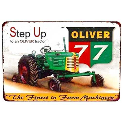 KSFEITING Great Vintage Metal Tin Sign Oliver 77 Tractor Farm Machineryes Signs Exterior Home Cave Garage bar Country Poster Club Wall Plaque Decoration Retro Aluminum Sign 8x12 Inch