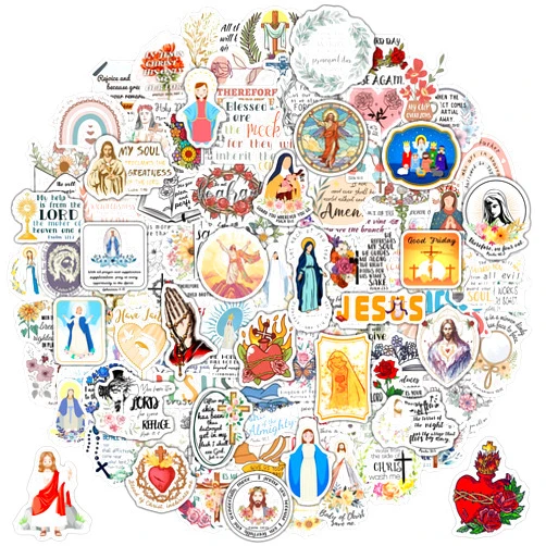DeaDamHaDa 200 Pcs Catholic Stickers for Water Bottles, Jesus Bible Verse Stickers for Kids Adults Saints Catholic Gifts Decals for Laptop Journal Religious Sacred Heart Virgin Mary Missa