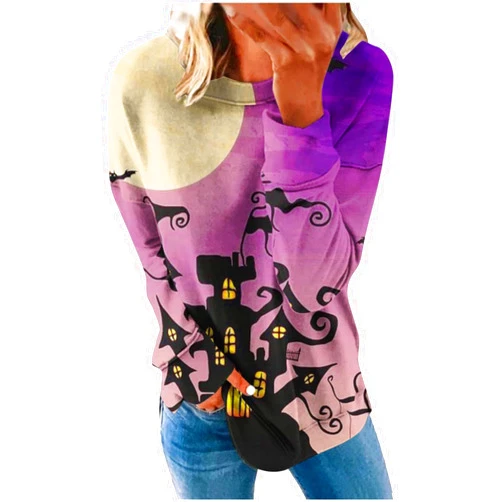 Generic Halloween Shirts Women's Halloween Shirt Bat Shirts for Women Halloween T Shirt Funny Pumpkin Sweater for Women