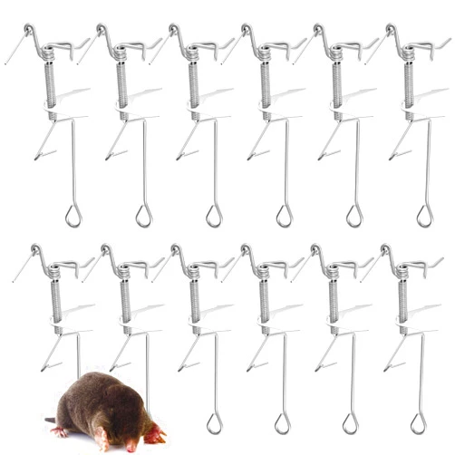 Qualirey 12 Pcs Mole Trap Pocket Mole Traps for Trapping Kill Mole Animal Ground, 9.84 x 2.95 x 2.76 Inches