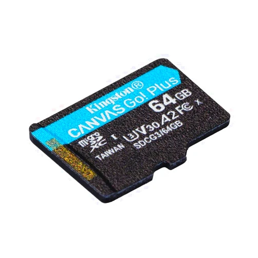 Kingston 64GB microSDXC Canvas Go Plus 170MB/s Read UHS-I, C10, U3, V30, A2/A1 Memory Card + Adapter (SDCG3/64GBET)