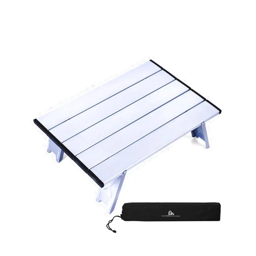 iClimb Ultralight Compact Mini Beach Picnic Folding Alu. Table with Carry Bag, Two Size (Silver - S)
