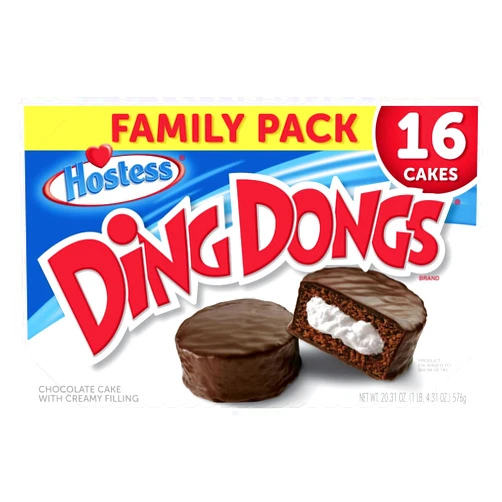 Generic HOSTESS Chocolate DING DONGS Family Pack - 16 Chocolate Snack Cakes with Creamy Filling