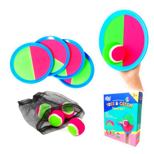BCWATERFUNPD Toss and Catch Ball Set – Family Outdoor Games, Games for Kids Ages 4-8 +, Beach Kids Toys Great for Boys and Girls, Ideal for Birthday Includes 4 Paddles 4 Sticky Balls (36 Months+)