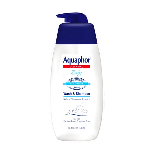 Aquaphor Baby Wash and Shampoo - Mild, Tear-free 2-in-1 Solution for Baby’s Sensitive Skin - 16.9 fl. oz. Pump