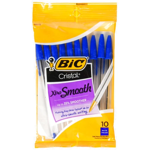 BIC 751766084321 Cristal Xtra Smooth Pens Blue Medium Point. 10-Pack