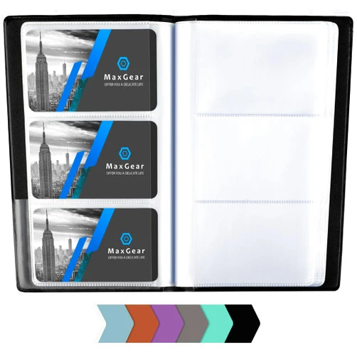 MaxGear Business Card Organizer, Portable Business Card Holder Book for Men & Women, 240 Business Cards Book Credit Card Binder Professional Business Card Holders Name Card Holder File Storage, Black