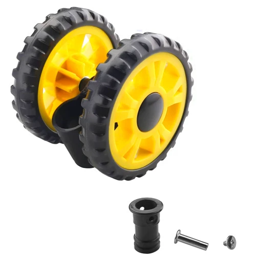 MroMax 1Pc 4.13 Inch Stroller Wheel Set, 105mm x 21mm Swivel Wheel, for 19mm Circular Pipes, Plastic Swivel Wheel Replacement for Stroller and Pet Stroller Black&Yellow