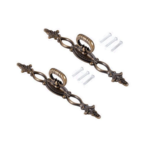 dophee 2Pcs Vintage Style Pulls Handles, Antique Bronze Hollow Decor Cabinet Knobs for Furniture Drawer Dresser Closet Wardrobe Cupboard with Screw, 6.30