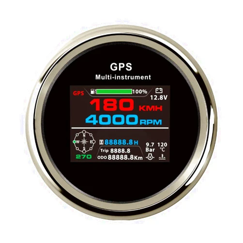 ELING 85mm LCD 0-999KM/H MPH Knots GPS Speedometer Odometer Trip Tachometer Hours for Boat Truck Car with Fuel Gauge Voltmeter Water Temp Oil Pressure Compass