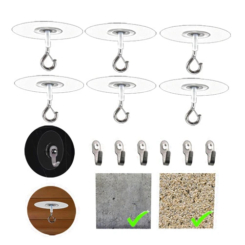 Crhexpva No Hole Adhesive Ceiling Hooks for Popcorn Concrete Textured Ceiling Unsmooth Wall Surface, No Drilling Self Adhesive Ceiling Hooks