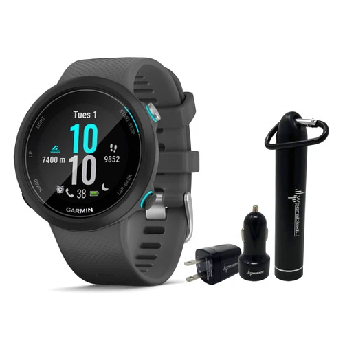 Wearable4U Garmin Swim 2 GPS Swimming Smartwatch with Wearable4U Power Pack Bundle (Slate) 549