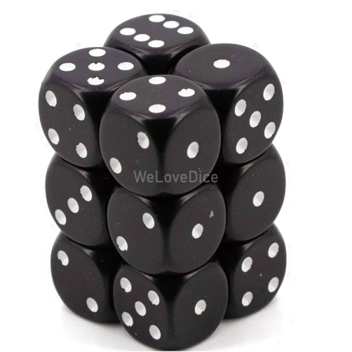Chessex Dice Set 12 D6 16Mm Dice Black with White (12), One Size