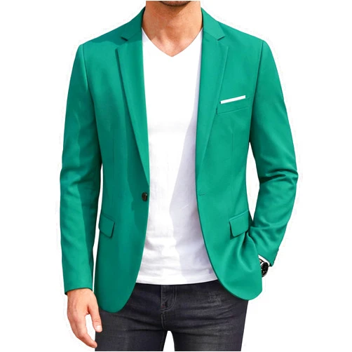 YND Men's One Button Slim Fit Blazer, Casual Lightweight Suit Daily Jacket Coat