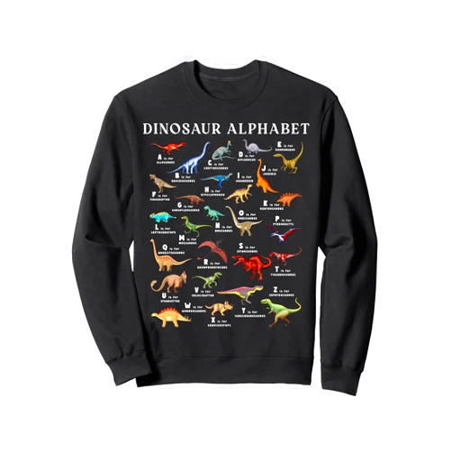 Funny My Dinosaur Alphabet Kids For Boys Gifts Types Of Dinosaurs Alphabet ABC Dino Identification A-Z Sweatshirt