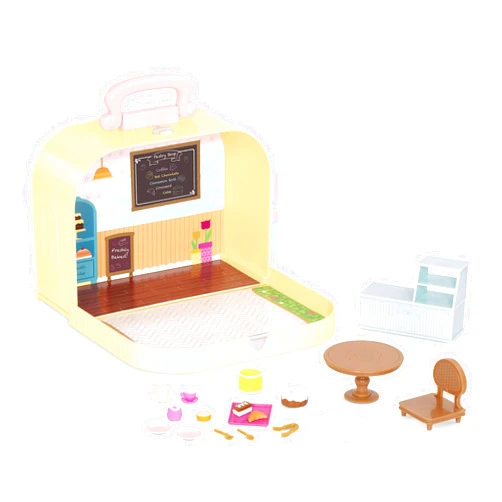 Li'l Woodzeez Li’l Woodzeez – Pastry Shop Playset – Travel Toy – Compact Travel Suitcase – Dollhouse Furnitures & Accessories Included – Pretend Play for Kids Age 3+