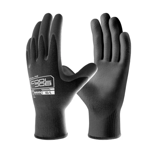 COOLJOB 12/60 Pairs Bulk Safety Work Gloves with Grip, 13 Gauge Ultra-lite PU Dipped Gloves Pack for Gardening, Warehouse Working, Polyurethane Breathable Lightweight Gloves for Men Women, Black Small