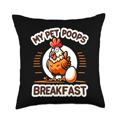 CharlIan Minds - Funny Chicken Farm Animal Lover Pet Poops Breakfast Funny Chicken Farmers Throw Pillow