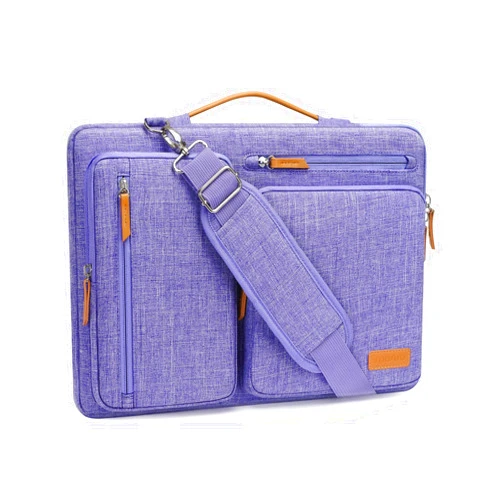 MOSISO 360 Protective Laptop Shoulder Bag,15-15.6 inch Computer Bag Compatible with MacBook Pro 16, HP, Dell, Lenovo, Asus Notebook,Side Open Messenger Bag with 4 Zipper Pockets&Handle, Purple