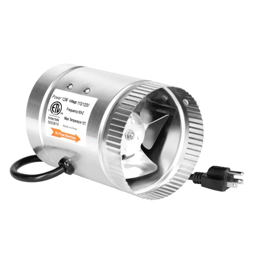 iPower 4 Inch Inline Duct Fan 100 CFM Booster Exhaust Fan with Low Noise for HVAC Ventilation in Attic, Bathroom, Basemen and Kitchen, 5.5' Grounded Power Cord Included, Silver