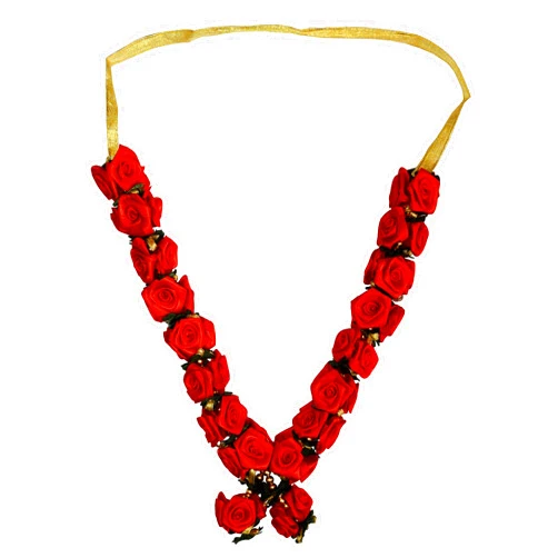 Cilexy Indian Garland Haar Mala for Idol of 8 Inches to 1 Foot/Frame Red Rose