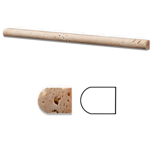ORACLE Ivory Travertine Honed 1/2 X 12 Pencil Liner Trim Molding - Standard Quality - Box of 15 PCSF