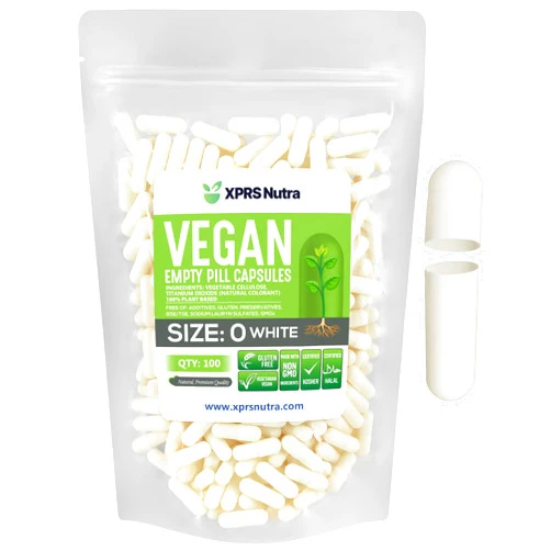 XPRS Nutra Size 0 Empty Capsules - 100 Count Empty Vegan Capsules - Vegetarian Empty Pill Capsules - DIY Vegetable Capsule Filling - Veggie Pill Capsules Empty Caps (White)