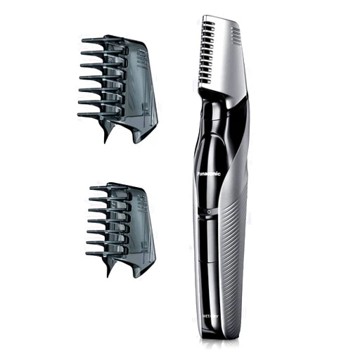 Panasonic Body Hair Trimmer for Men, Cordless Waterproof Design, V-Shaped Trimmer Head with 3 Comb Attachments for Gentle, Full Body Grooming, ER-GK60-S (Silver)