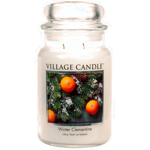 Village Candle Winter Clementine Large Apothecary Jar, Scented Candle, 21.25 oz.