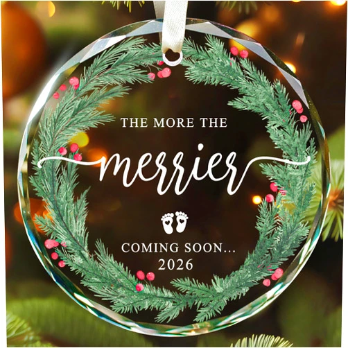 KatAndNat Pregnancy Announcement Ornament for Husband, Family, Grandparents, Grandma - Gifts for Expecting Parents - Baby Pregnancy Announcement Ornaments, Baby Reveal Ideas - Glass Ornament