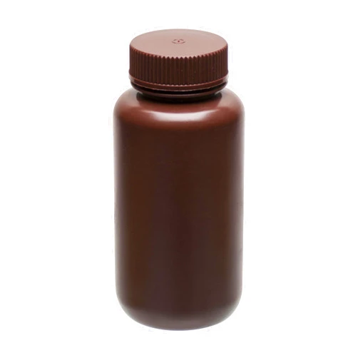 EISCO Reagent Bottle, Amber, 250mL - Wide Mouth with Screw Cap - HDPE Labs
