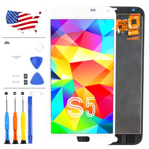 A-MIND TFT for Samsung Galaxy S5 Screen Replacement G900 G900A G900P G900FD G900V G900T LCD G900M G900F G900H Display Touch Assembly Matrix Repair Parts Sensor Digitizer Glass Kit (TFT White)